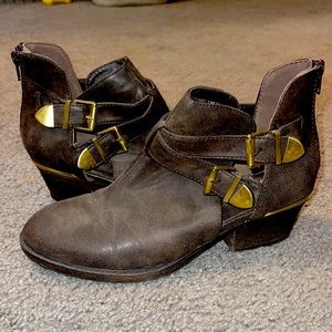 Aeropostale Brown/ Gold Buckle Booties